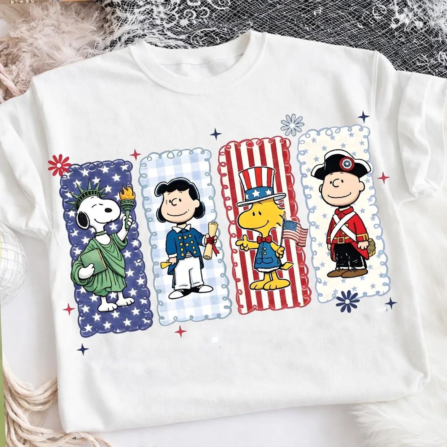 Snoopy Patriotic Graphic T-Shirt - BELLA+CANVAS Unisex Crew Neck, Vintage Print