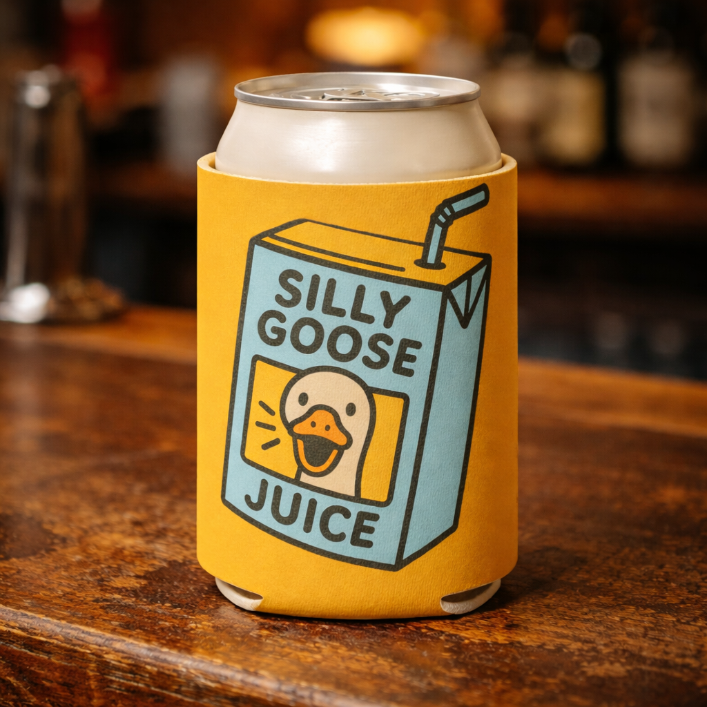 Silly Goose Juice Can Cooler, Funny Goose Meme Koozie