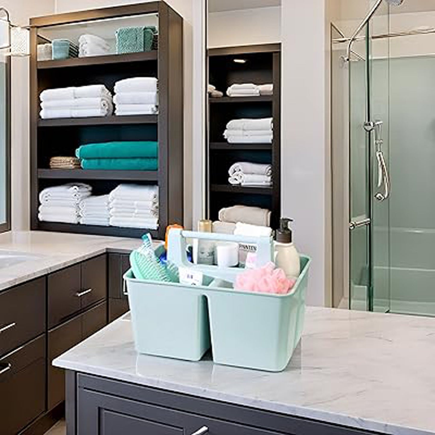 Enjoy Organizer 3-Compartment Shower Caddy with Handle, Made in USA