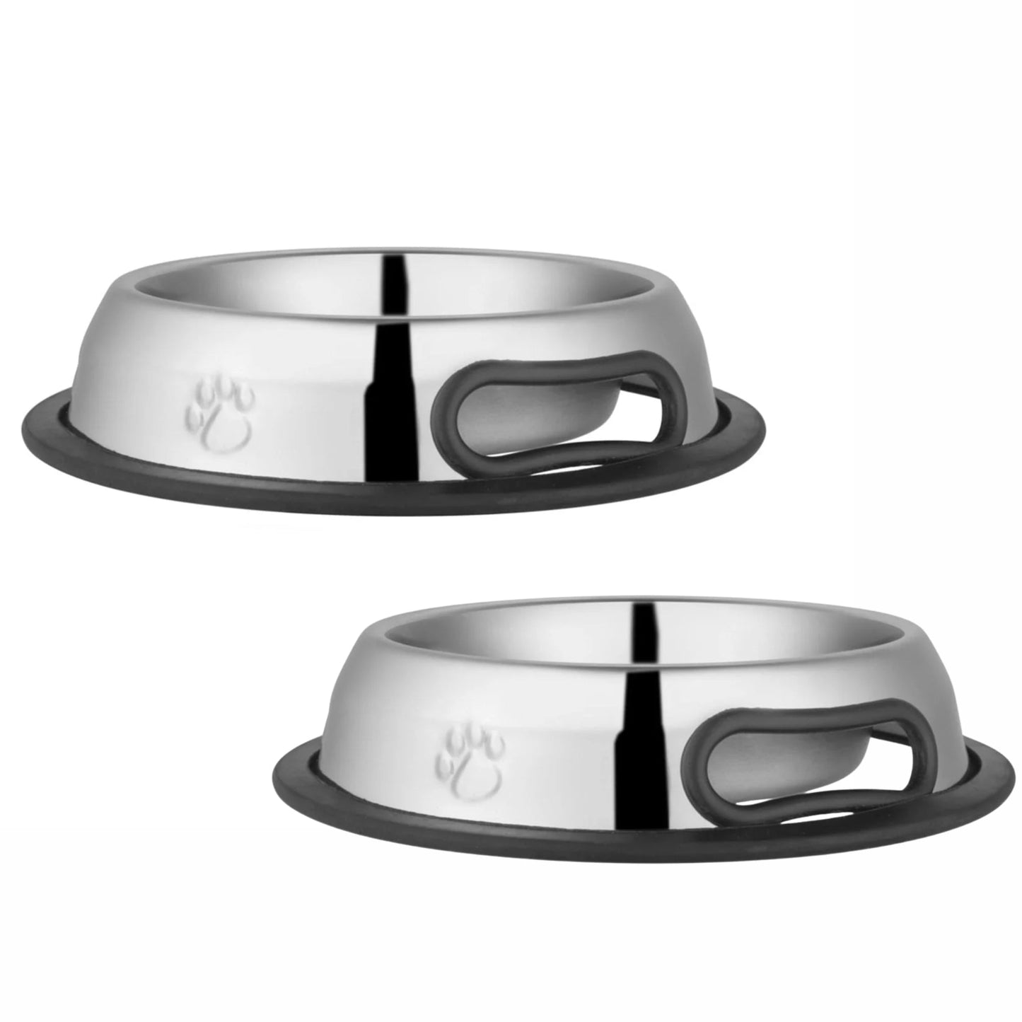 Jeffers Embossed No-Tip Anti-Skid Stainless Steel Pet Bowls for Dogs and Cats