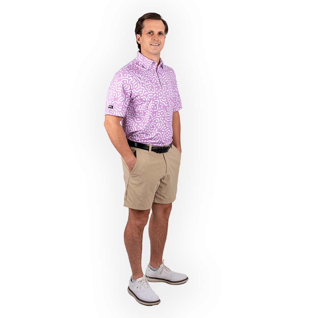 2putt Wrong Fairway Men's Golf Polo Shirt in Lavender