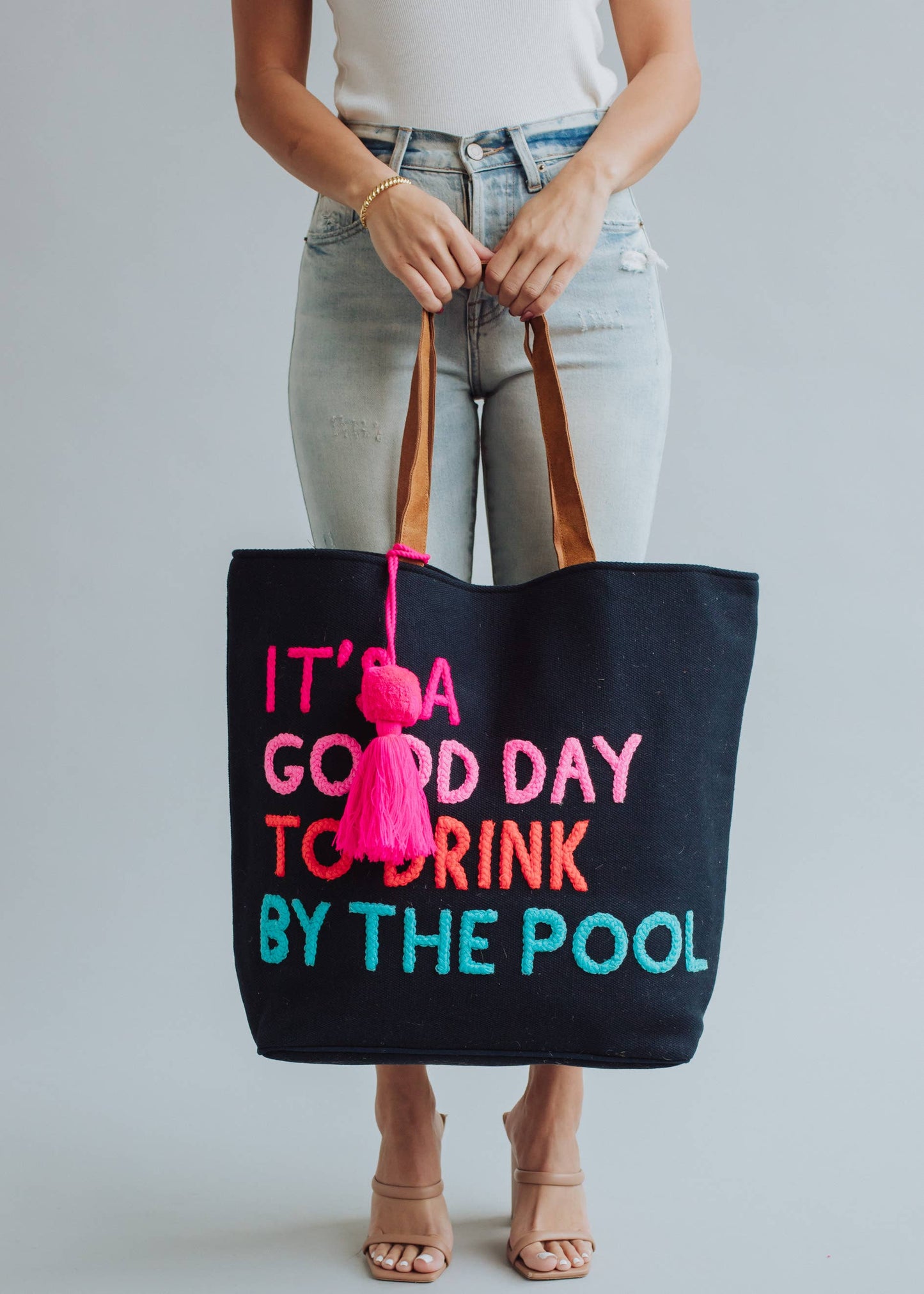 Navy Poolside Bliss Tote, It's a Good Day to Drink by the Pool