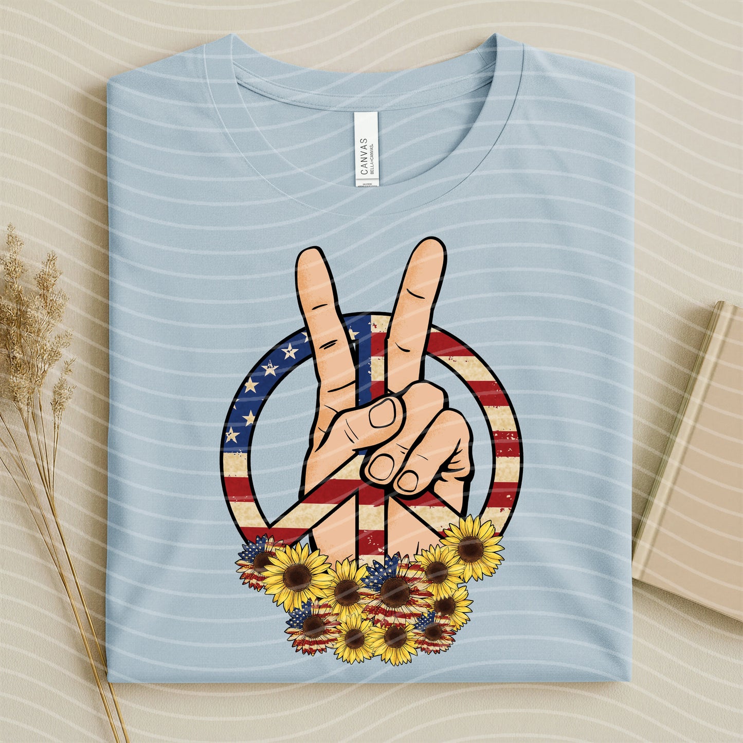Patriotic Peace Graphic T-Shirt - BELLA+CANVAS Unisex Crew Neck, Vintage Print
