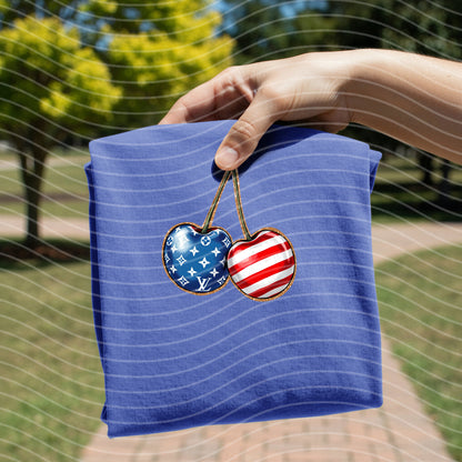Patriotic Cherries Graphic T-Shirt - BELLA+CANVAS Unisex Crew Neck, Vintage Print