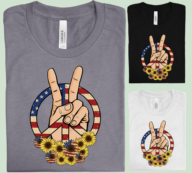 Patriotic Peace Graphic T-Shirt - BELLA+CANVAS Unisex Crew Neck, Vintage Print