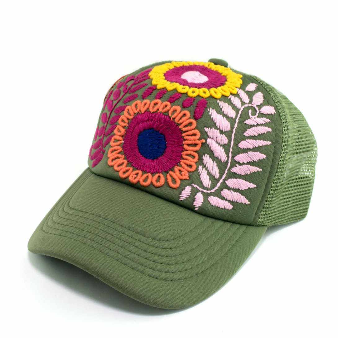 Tulum Hand-Embroidered Trucker Hat, Fair Trade from Chiapas Mexico