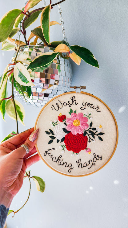 Wash Your F**king Hands 2.0 Beginner Embroidery Kit
