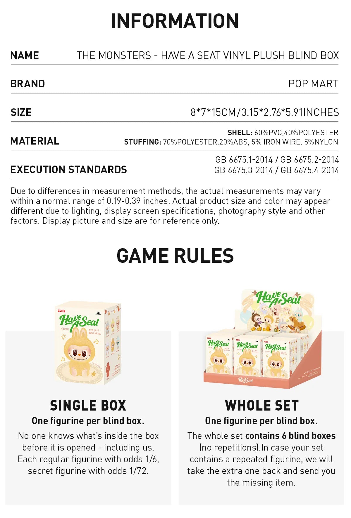 Pop Mart The Monsters Labubu Have a Seat Vinyl Plush Pendant Blind Box