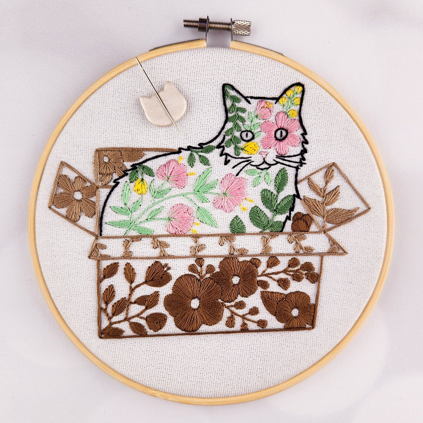 Belle In a Box Floral Cat Embroidery Kit