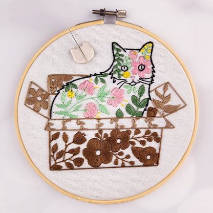 Belle In a Box Floral Cat Embroidery Kit
