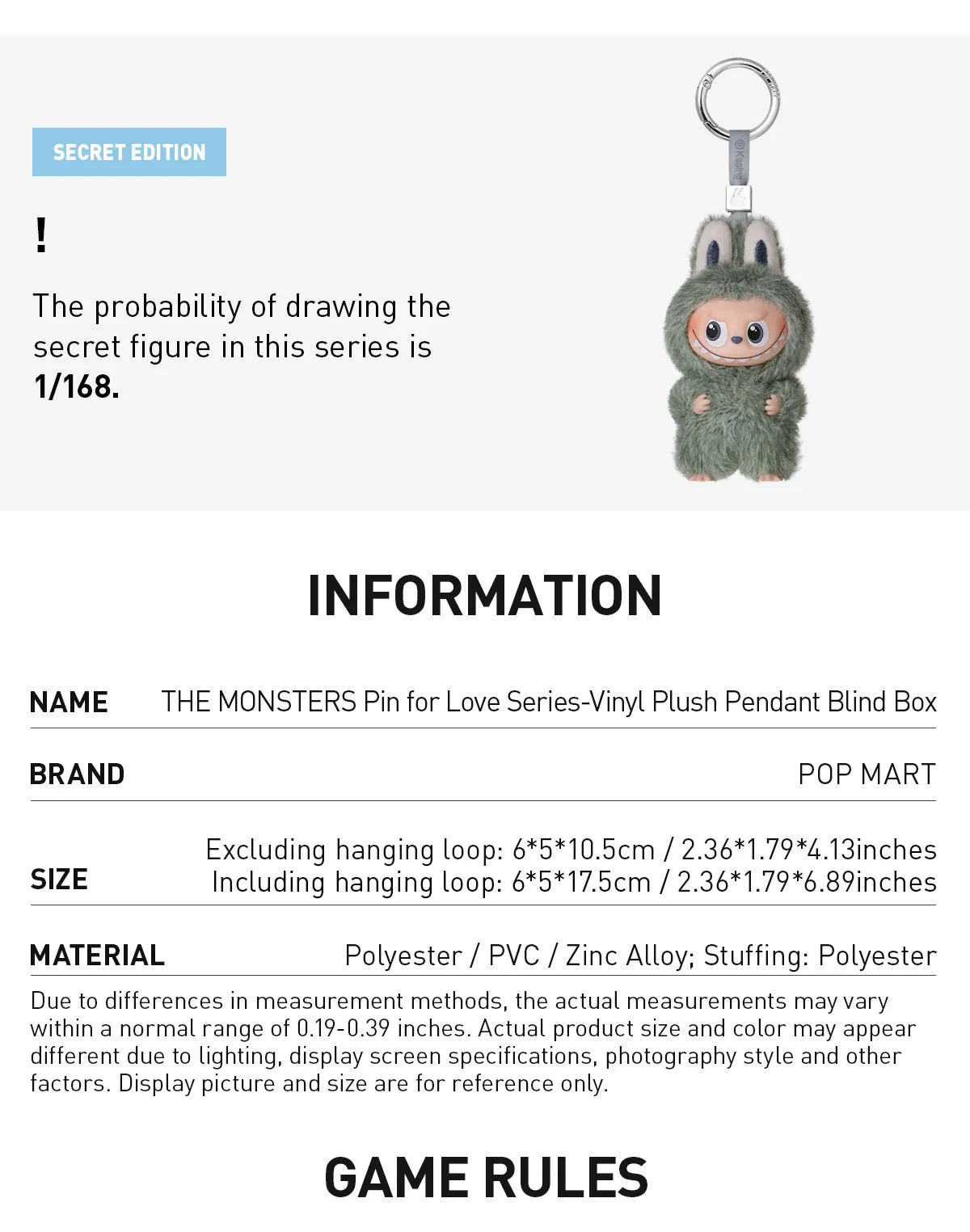 Pop Mart The Monsters Pin for Love Series Vinyl Plush Pendant Blind Box (A-M)