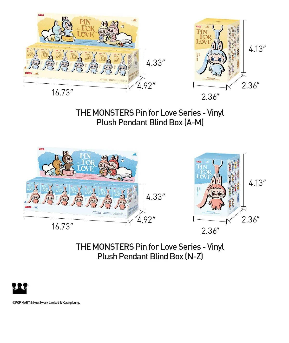 Pop Mart The Monsters Pin for Love Series Vinyl Plush Pendant Blind Box (A-M)