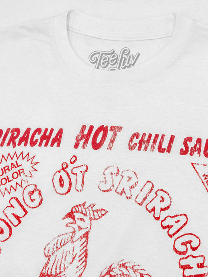 Sriracha Hot Chilli Sauce Graphic T-Shirt, White