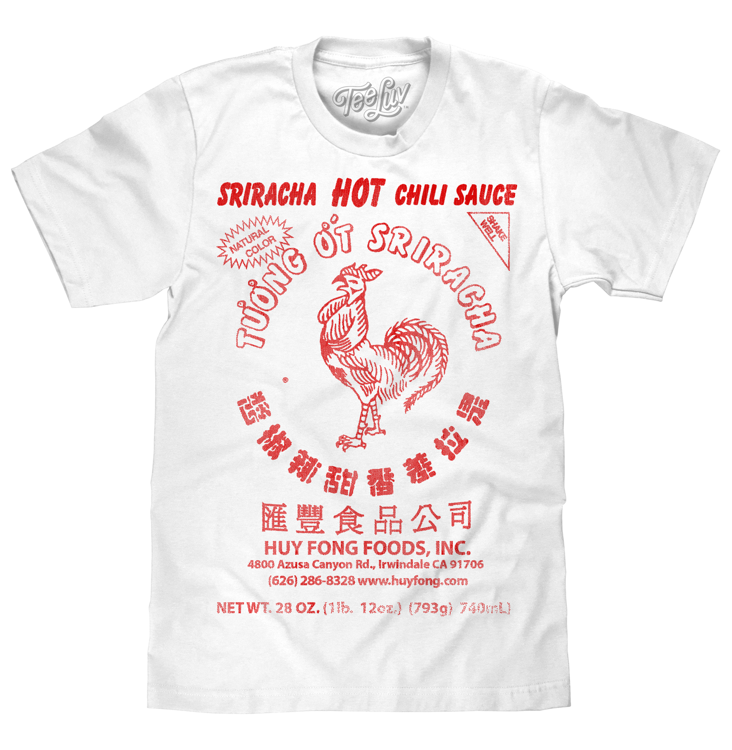 Sriracha Hot Chilli Sauce Graphic T-Shirt, White
