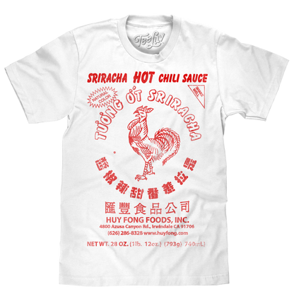 Sriracha Hot Chilli Sauce Graphic T-Shirt, White