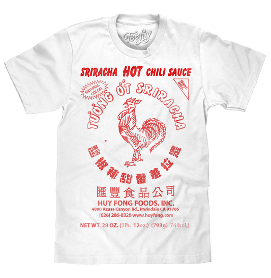 Sriracha Hot Chilli Sauce Graphic T-Shirt, White
