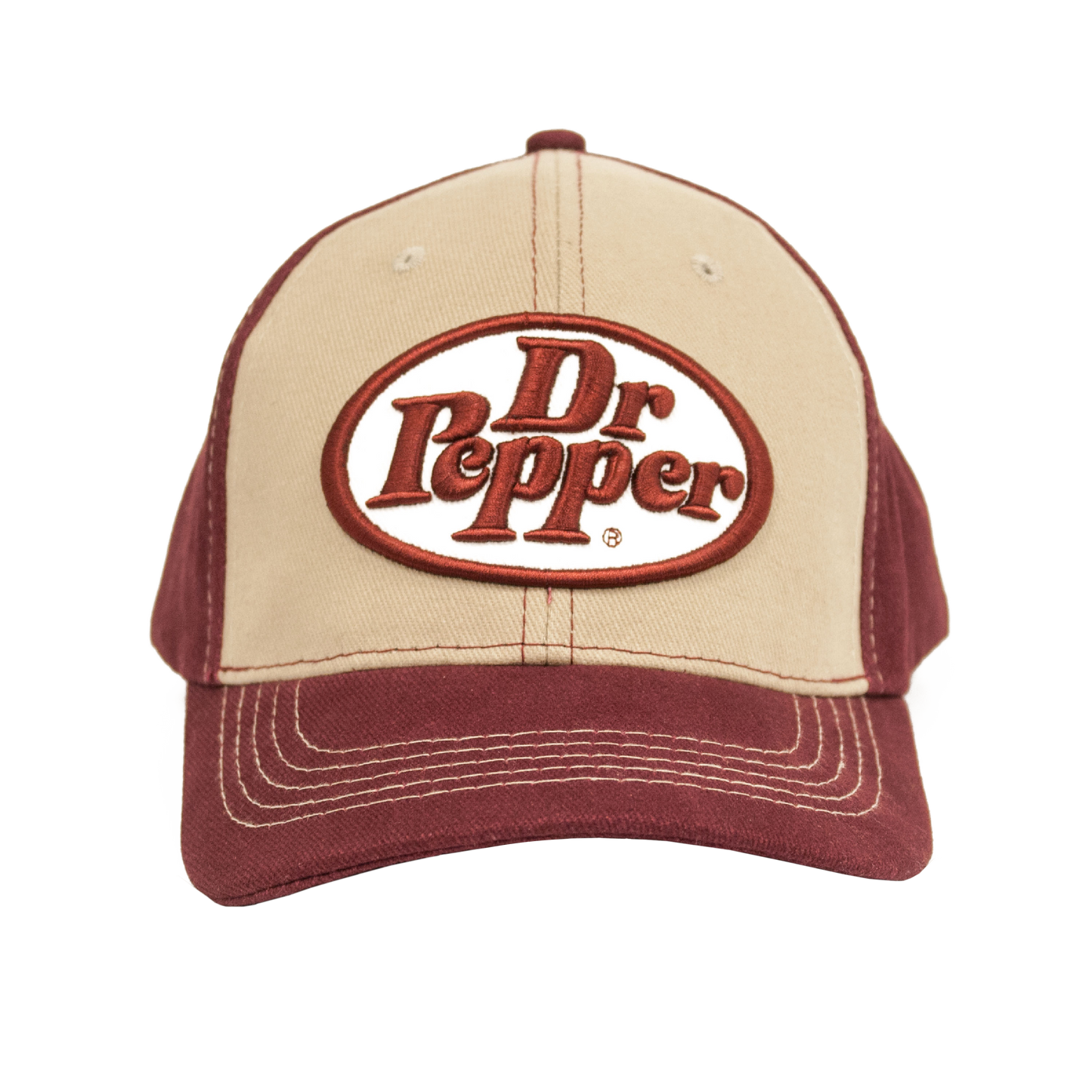 Dr Pepper Oval Logo Baseball Cap - Tan and Maroon