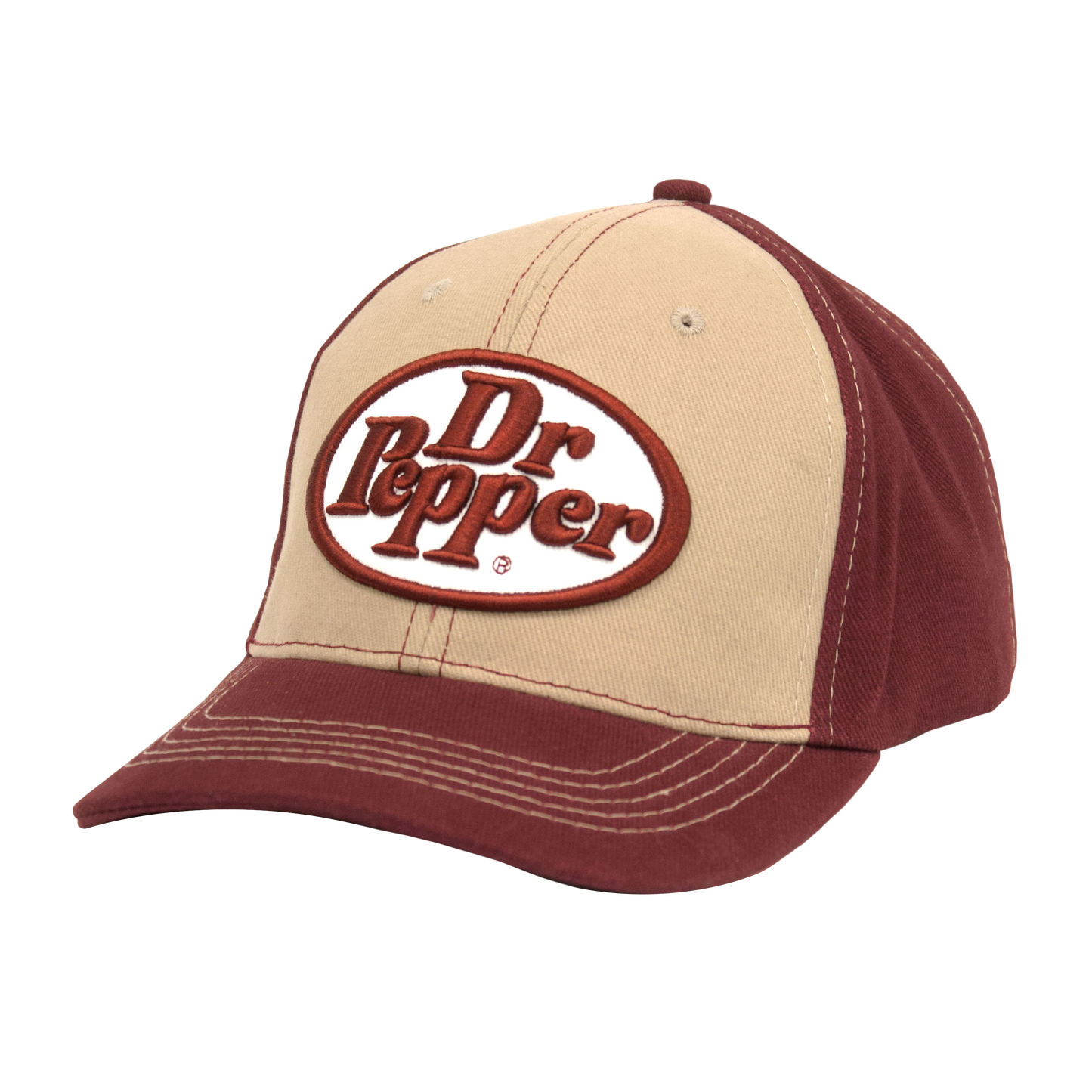 Dr Pepper Oval Logo Baseball Cap - Tan and Maroon
