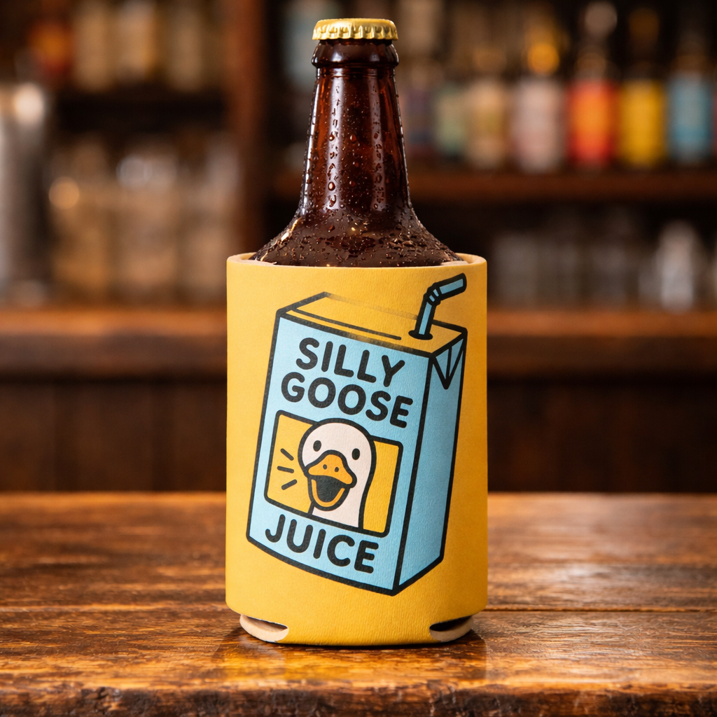Silly Goose Juice Can Cooler, Funny Goose Meme Koozie