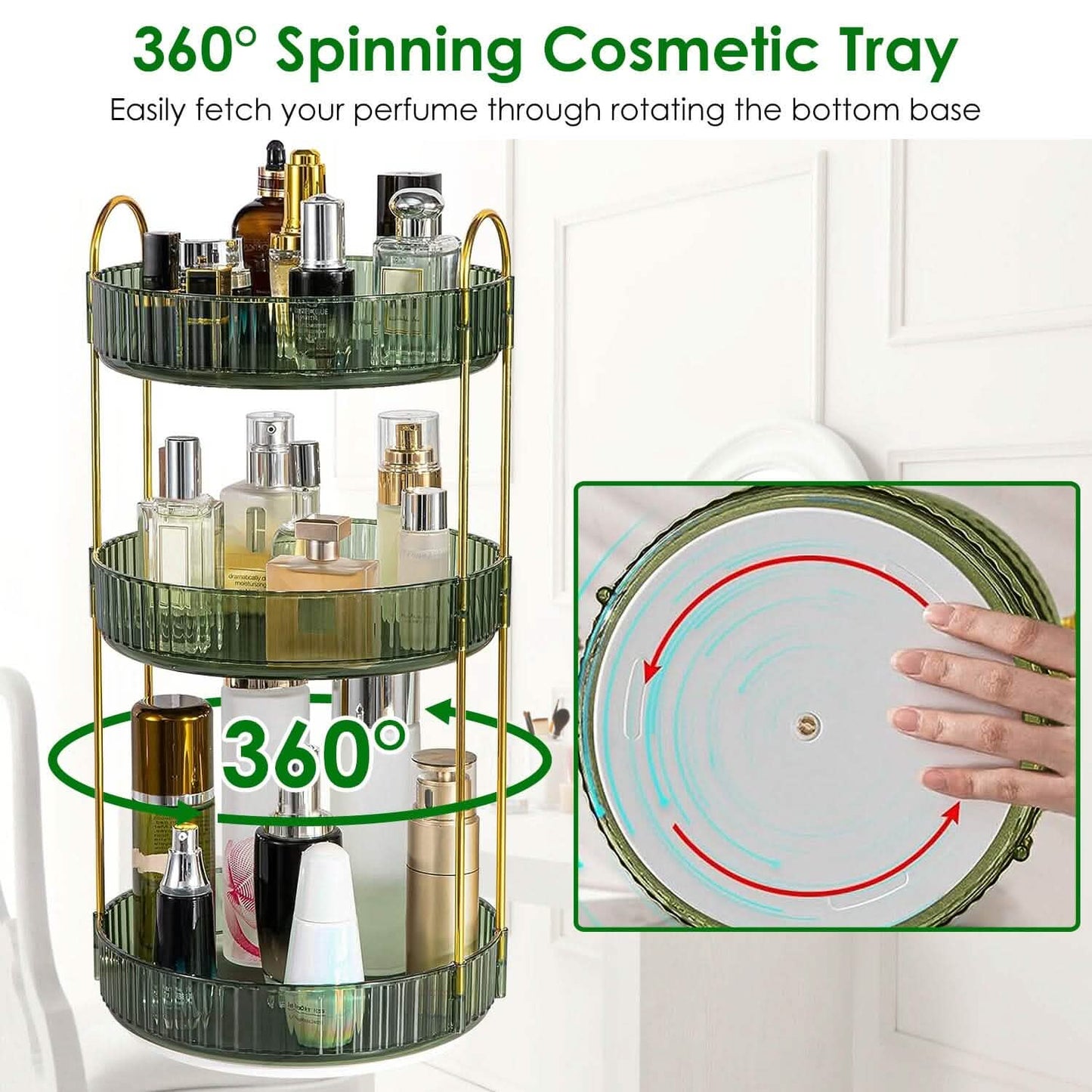 3-Tier 360° Spinning Rotating Makeup Organizer