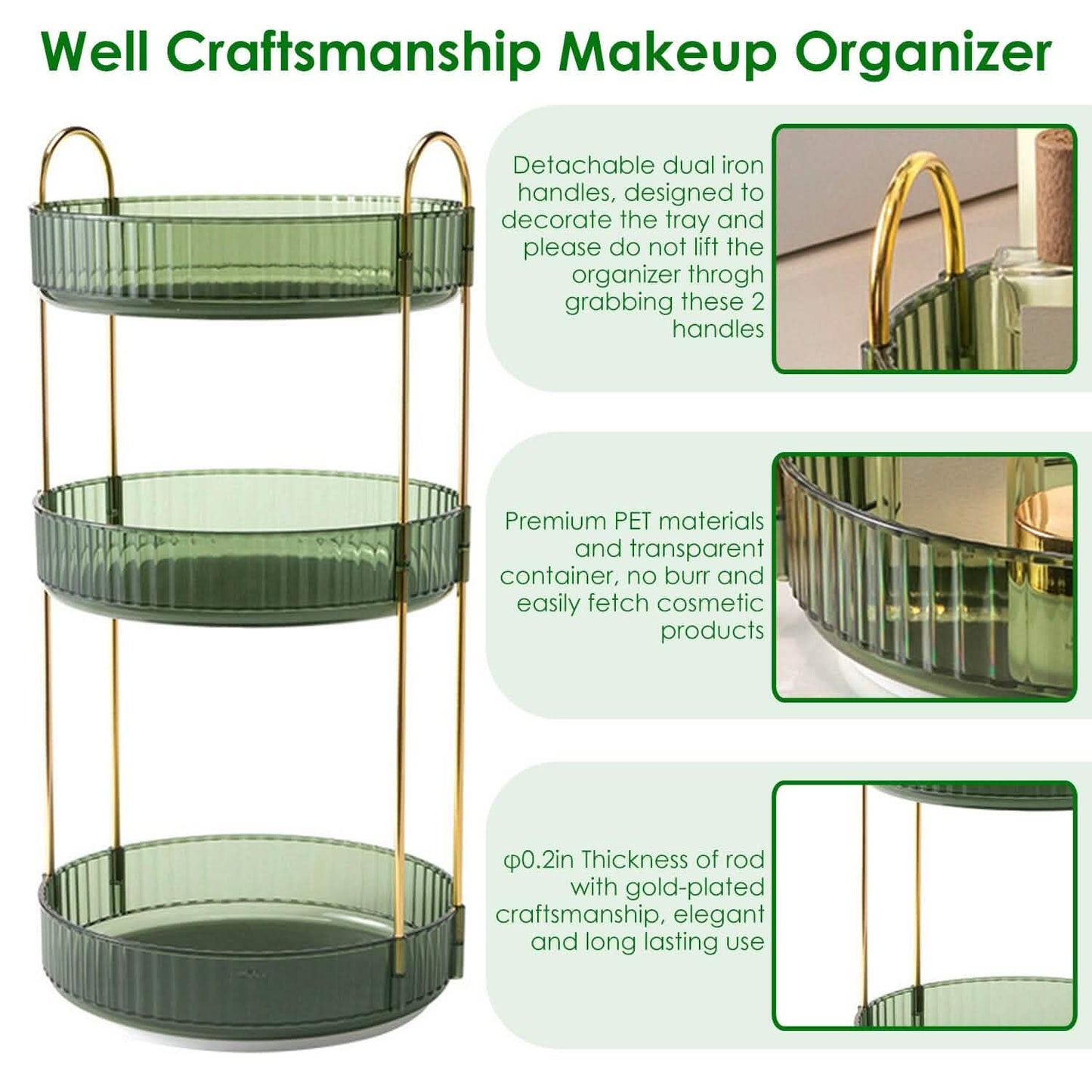 3-Tier 360° Spinning Rotating Makeup Organizer