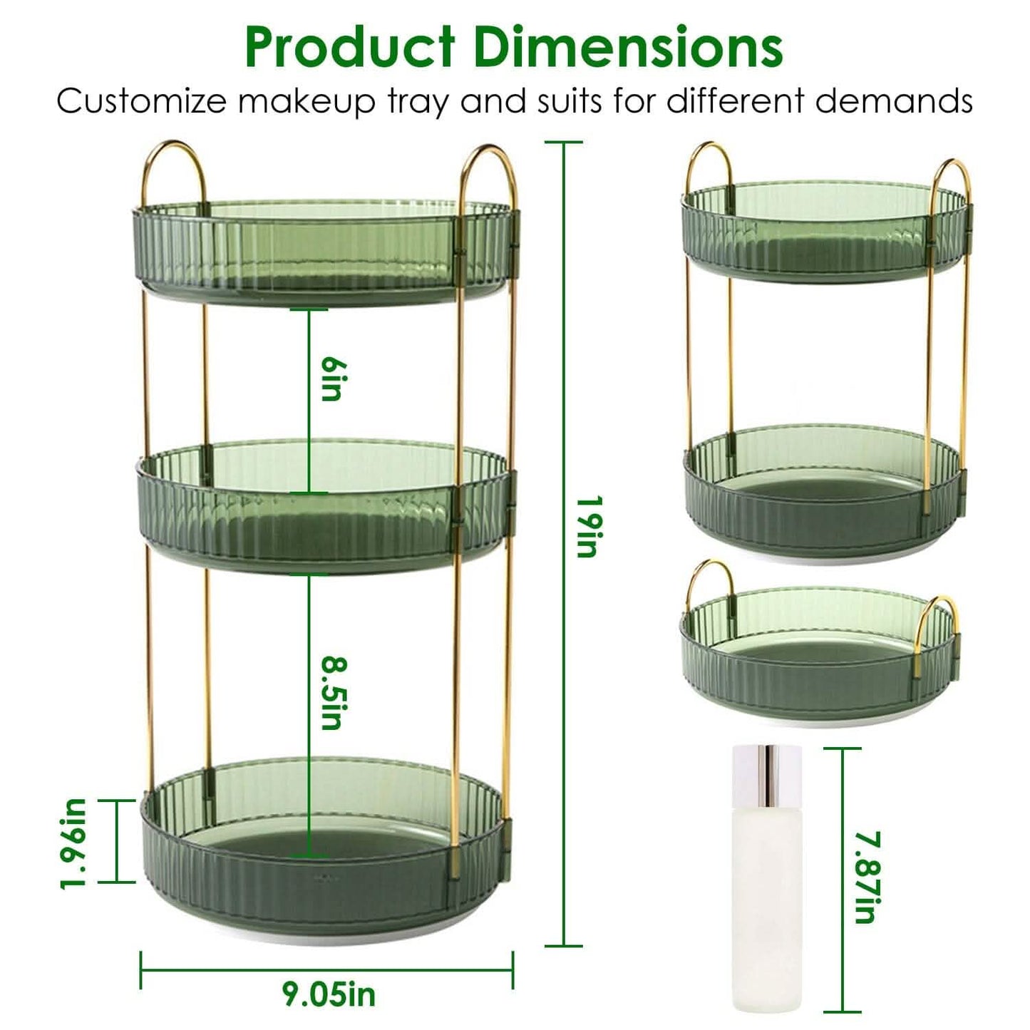 3-Tier 360° Spinning Rotating Makeup Organizer