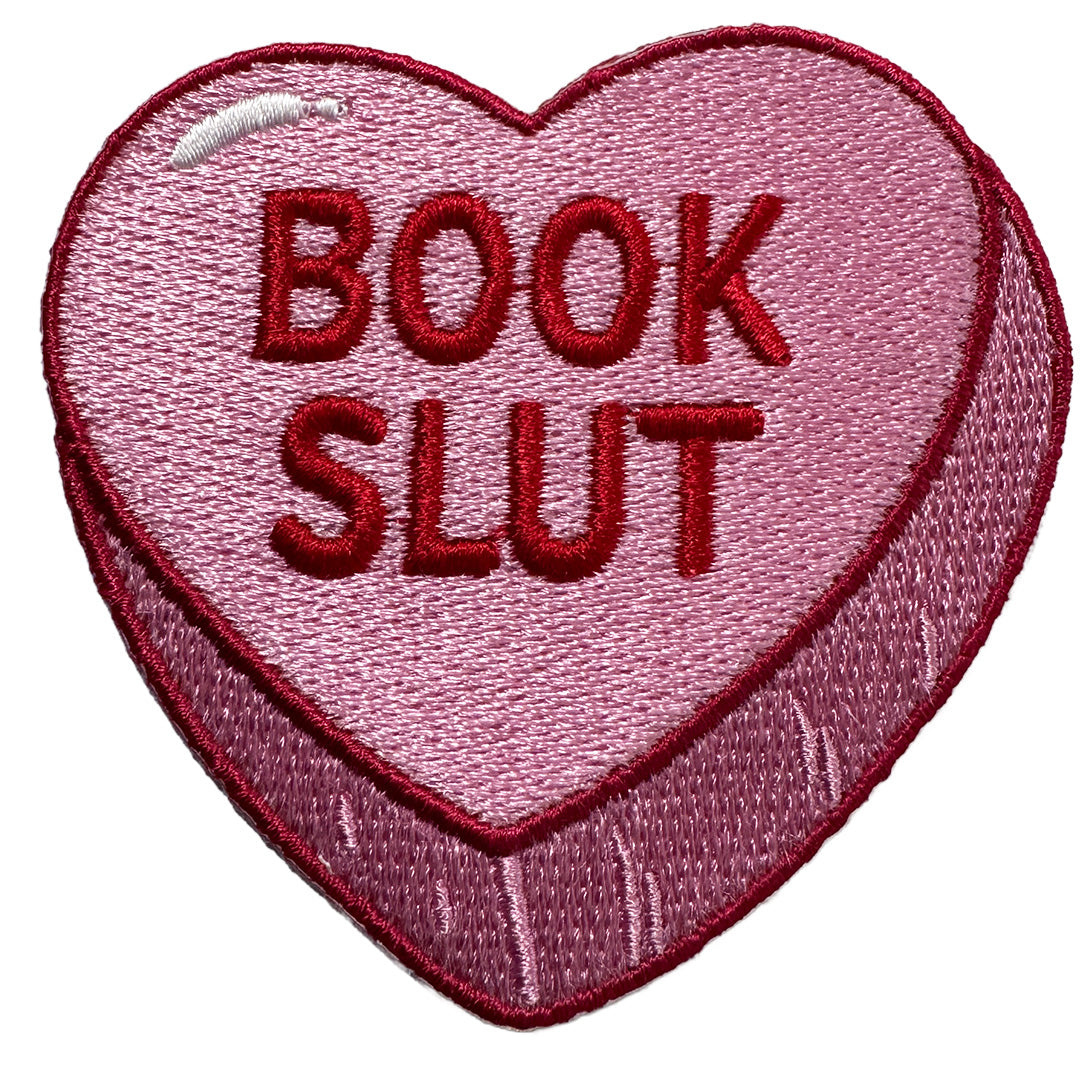 Book Sl*t Candy Heart Embroidered Patch, Funny BookTok Gift