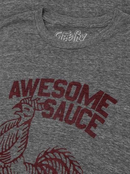 Sriracha Awesome Sauce Graphic T-Shirt - Rooster Logo, Gray Snow Heather