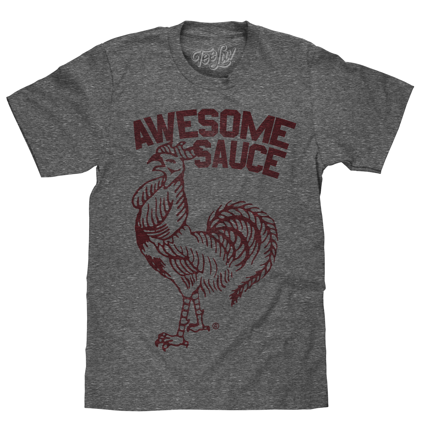 Sriracha Awesome Sauce Graphic T-Shirt - Rooster Logo, Gray Snow Heather