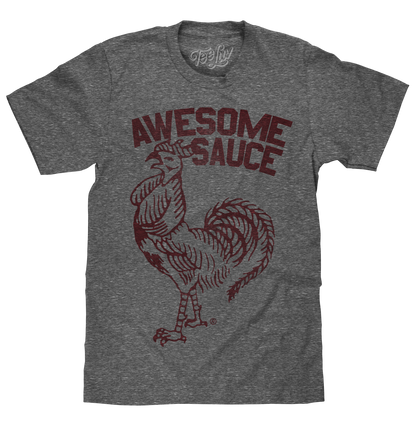 Sriracha Awesome Sauce Graphic T-Shirt - Rooster Logo, Gray Snow Heather