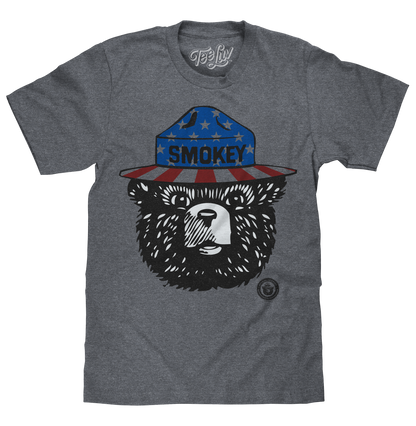 Patriotic Smokey Bear Graphic T-Shirt in Graphite Snow Heather