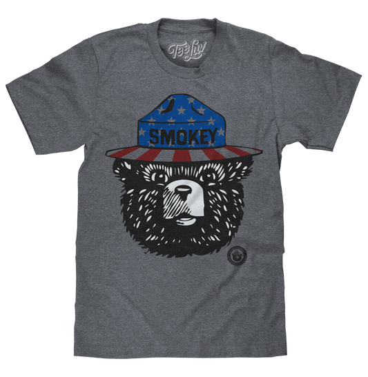 Patriotic Smokey Bear Graphic T-Shirt in Graphite Snow Heather