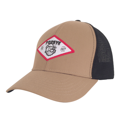 Popeye the Sailor Trucker Hat, Tan and Black