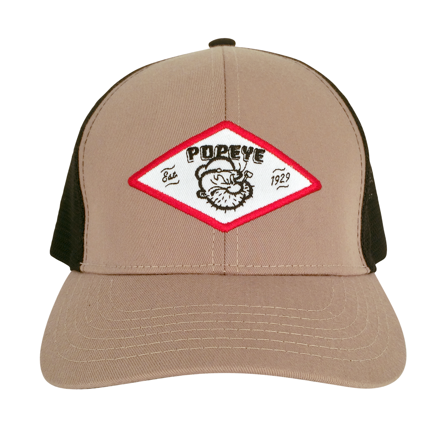 Popeye the Sailor Trucker Hat, Tan and Black