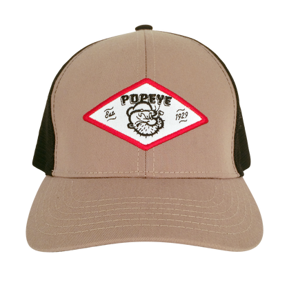 Popeye the Sailor Trucker Hat, Tan and Black