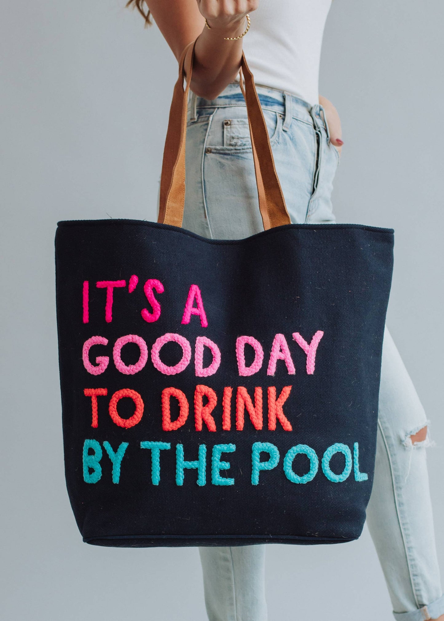 Navy Poolside Bliss Tote, It's a Good Day to Drink by the Pool