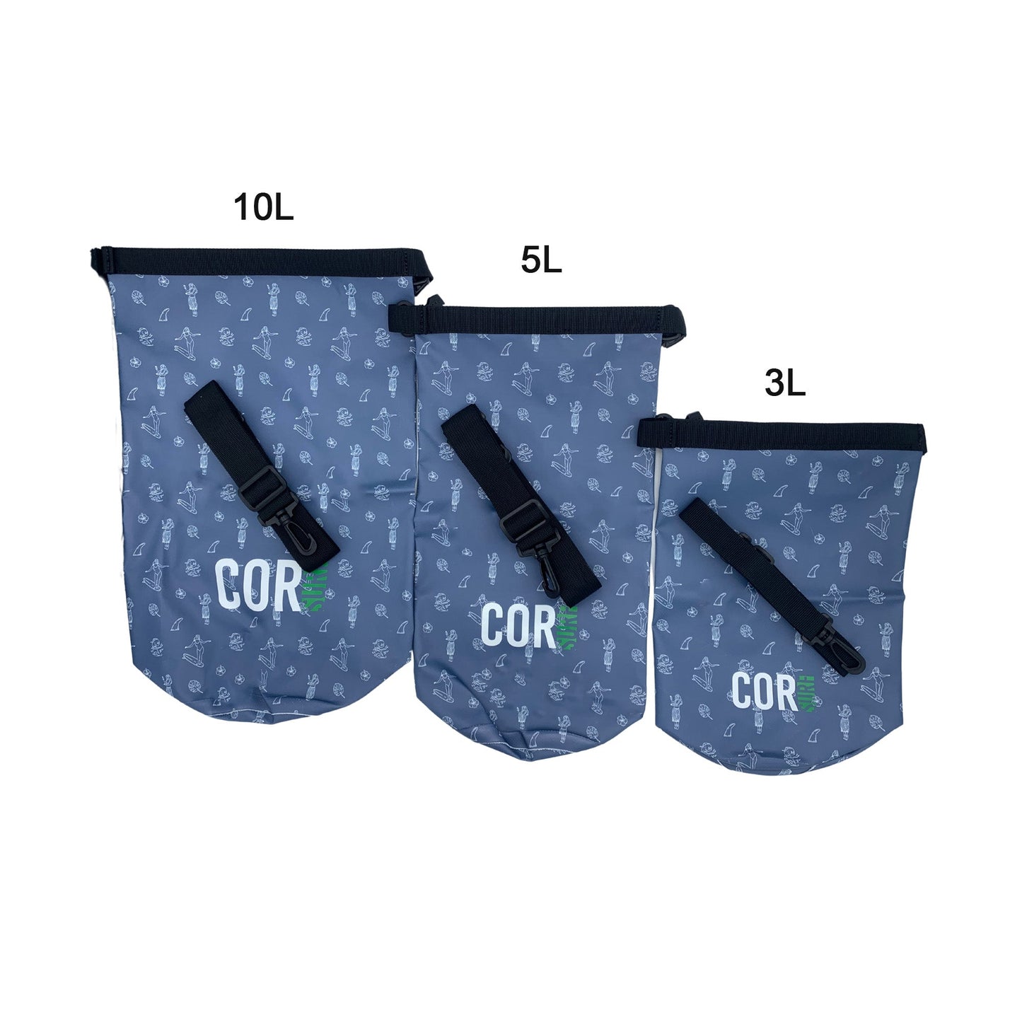 Hawaiian Print Waterproof Dry Bag - COR Surf, Ripstop, 3L to 15L