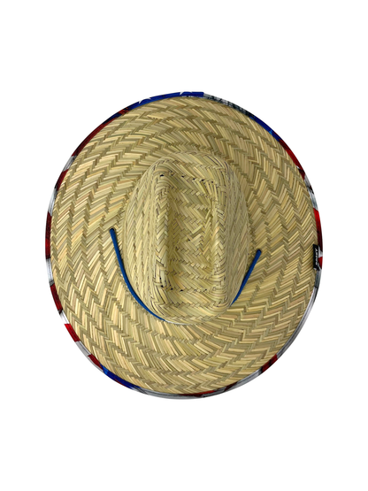 Patriot Bald Eagle Straw Hat - UPF 50 Patriotic Sun Hat with Sewn-On Patch