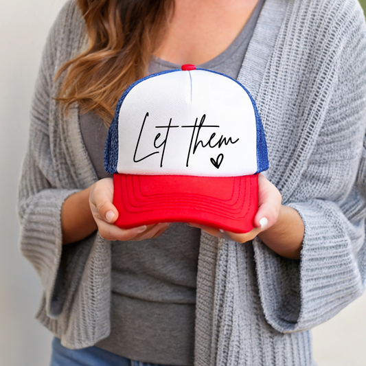 Let Them Patriotic Trucker Hat Otto Cap 5 Panel Mesh Back