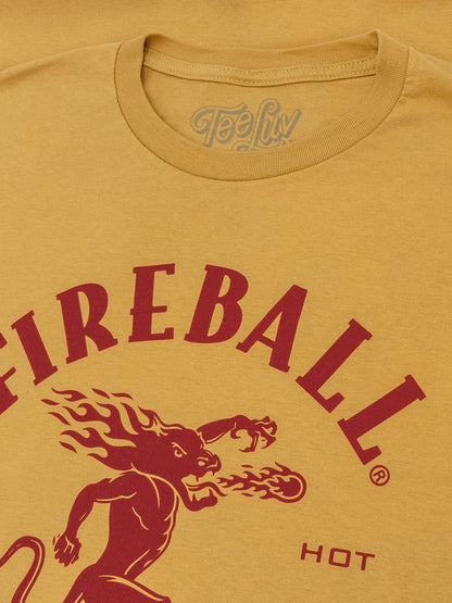 Fireball Whisky Red Hot Dragon Logo T-Shirt, Mustard Yellow
