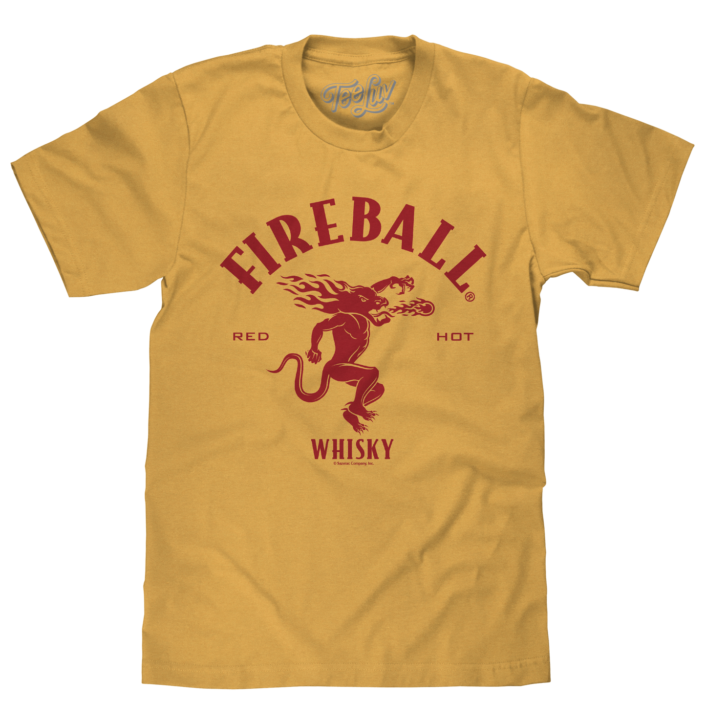 Fireball Whisky Red Hot Dragon Logo T-Shirt, Mustard Yellow