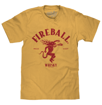 Fireball Whisky Red Hot Dragon Logo T-Shirt, Mustard Yellow