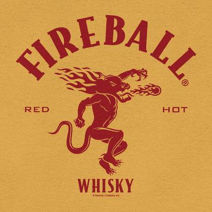 Fireball Whisky Red Hot Dragon Logo T-Shirt, Mustard Yellow