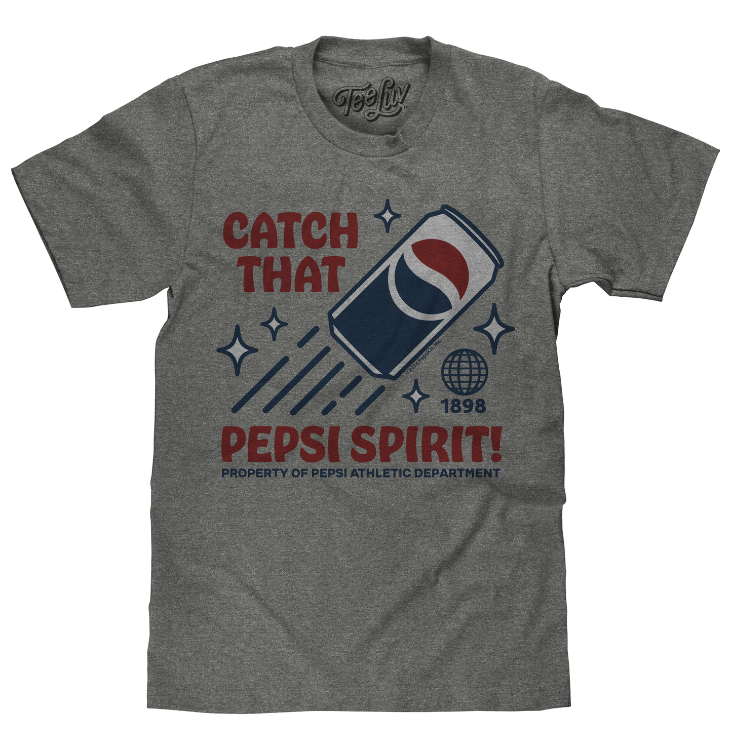 Retro Catch That Pepsi Spirit Soda Logo T-Shirt in Graphite Heather