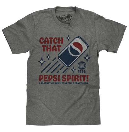 Retro Catch That Pepsi Spirit Soda Logo T-Shirt in Graphite Heather