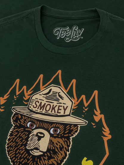 Smokey Bear Graphic T-Shirt - Keep It Green, Prevent Wildfires, Forest Green