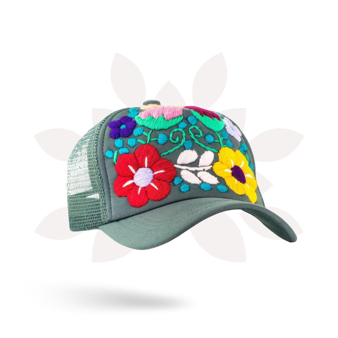 Tulum Hand-Embroidered Trucker Hat, Fair Trade from Chiapas Mexico