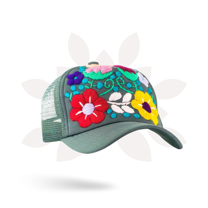 Tulum Hand-Embroidered Trucker Hat, Fair Trade from Chiapas Mexico