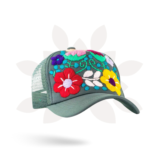 Tulum Hand-Embroidered Trucker Hat, Fair Trade from Chiapas Mexico