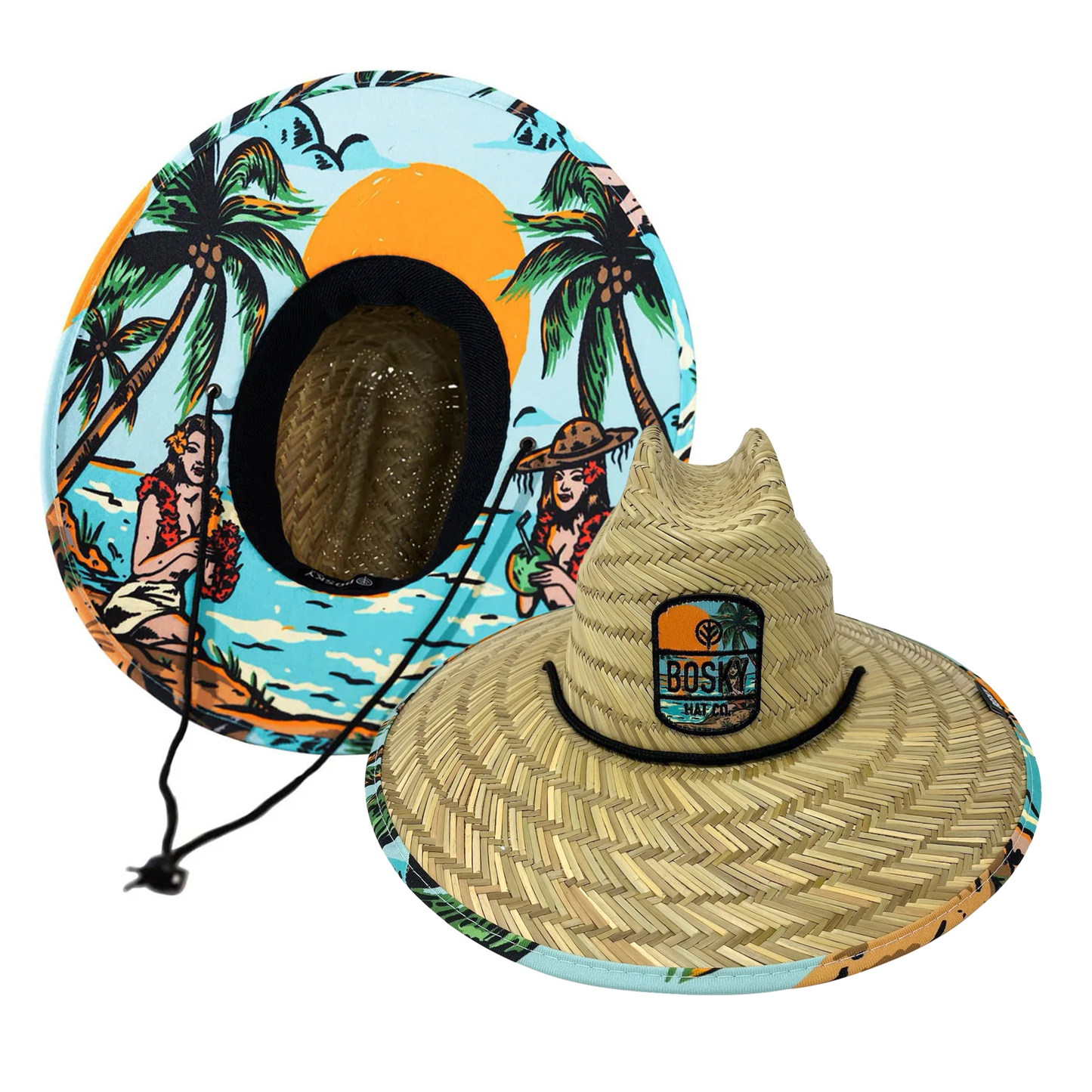 Aloha Hawaiian Hula Beach Straw Hat - UPF 50 Sun Protection, Bosky Hat Co.